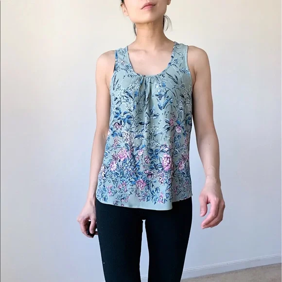 NEW Sleeveless Floral Top with Sexy Back Detailing - SAGE - Picture 3 of 5